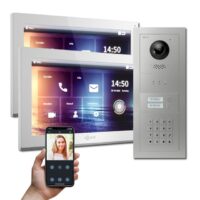 IP Videotürsprechanlage mit 2 Monitoren und Tastenfeld Außenstation