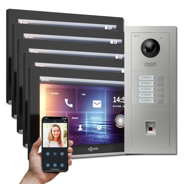 Türsprechanlage mit 5 Klingeln und Fingerprint