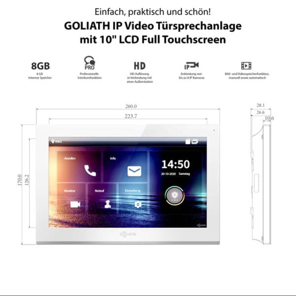 10 Zoll Monitor Goliath Türsprechanlage mit Touchscreen