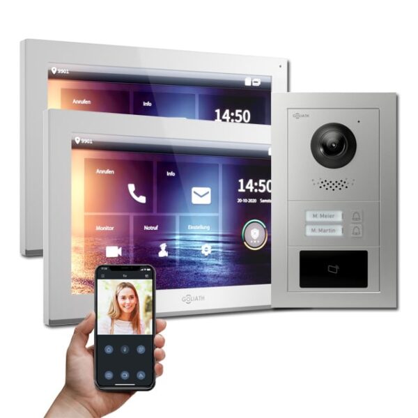 IP Gegensprechanlage mit 2 Monitoren und RFID