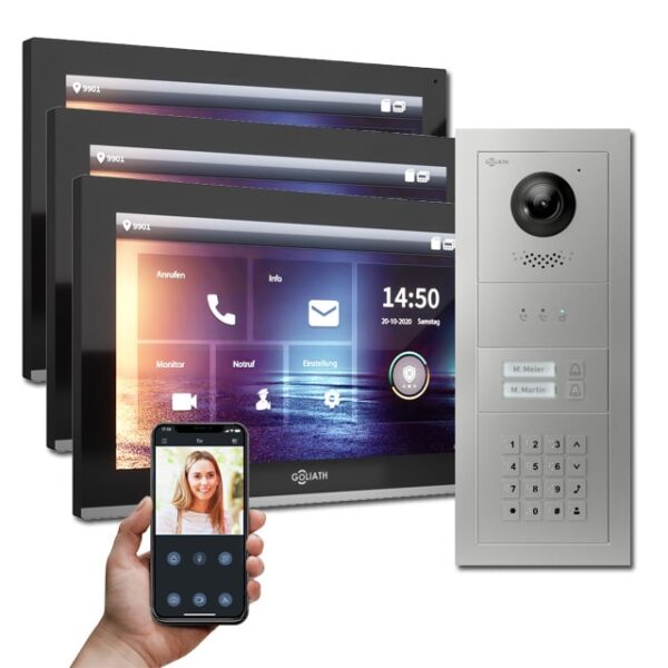 Türsprechanlage mit 3 Monitoren und Tastenfeld