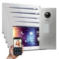 IP Türsprechanlage mit 5 Monitoren und Türstation mit Tastenfeld