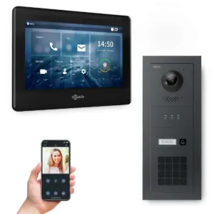 Goliath 2-Draht IP Video Türsprechanlage Hybrid, 1 x 7" Innenstation, 1 x Außenstation mit Kamera, 1 Klingel, Keypad und Anzeige