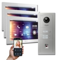IP Gegensprechanlage mit 3 Monitoren in weiß