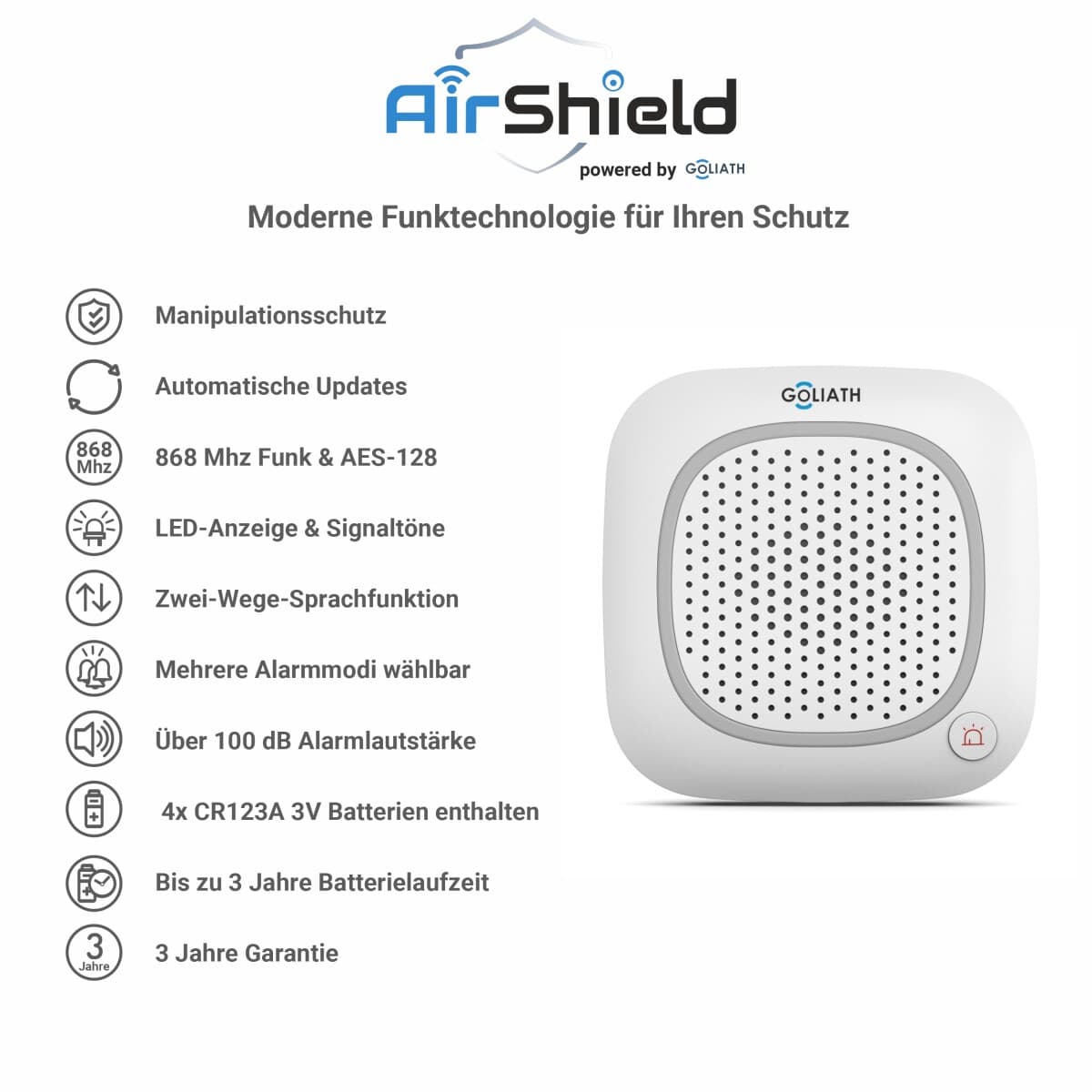 goliath-basic-alarm-innnensirene-mit-intercom-sprechen-hoeren-panikknopf2 Gegensprechsirene mit über 100db von Goliath