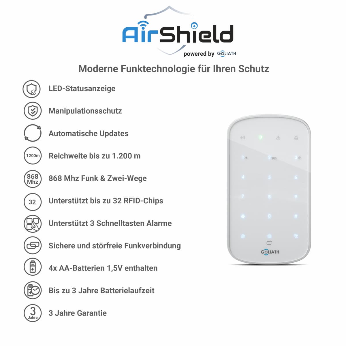 goliath-basic-alarm-keypad-led-statusanzeige-passwort-oder-rfid-weiss2 Goliath Alarmanlage Keypad